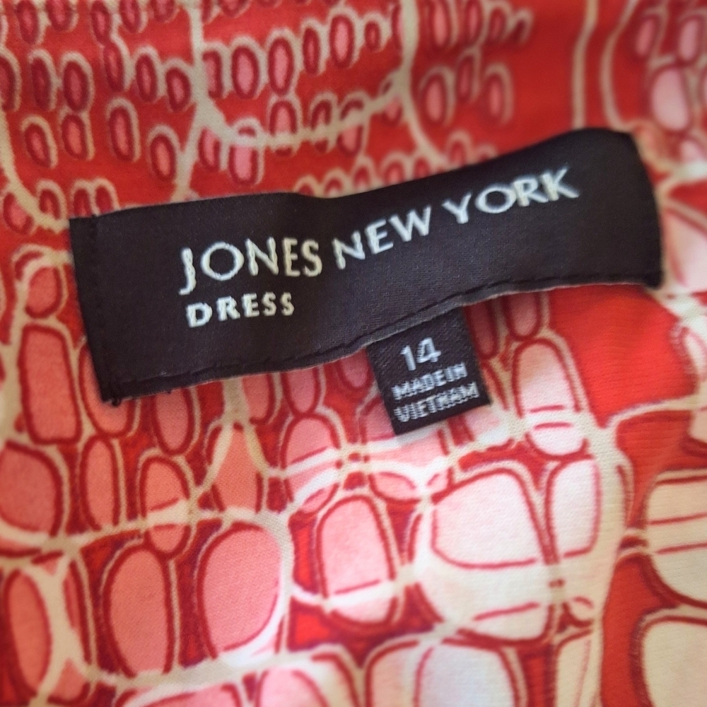 NWOT Chic Jones New York Coral and White Sleeveless Dress - Picture 6 of 6